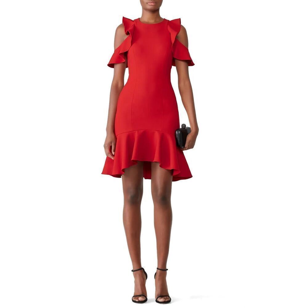 Cinq à Sept Michah Cold Shoulder Mini Dress in Red Size 2